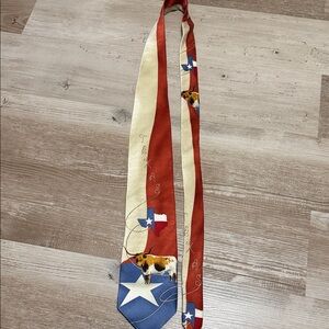 Texas Flag and Longhorn Neck tie 100%Silk